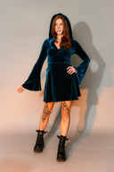 Velvet Hooded Mini Dress