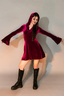 Velvet Hooded Mini Dress