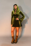Velvet Hooded Mini Dress