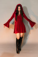 Velvet Hooded Mini Dress