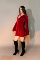 Velvet Hooded Mini Dress